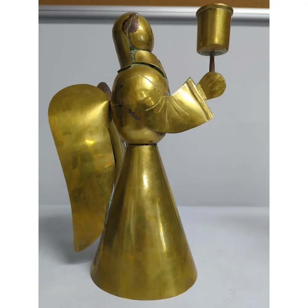 Angel Candle Holders Made In Mexico Copper Brass Set Of 2 Christmas Holiday